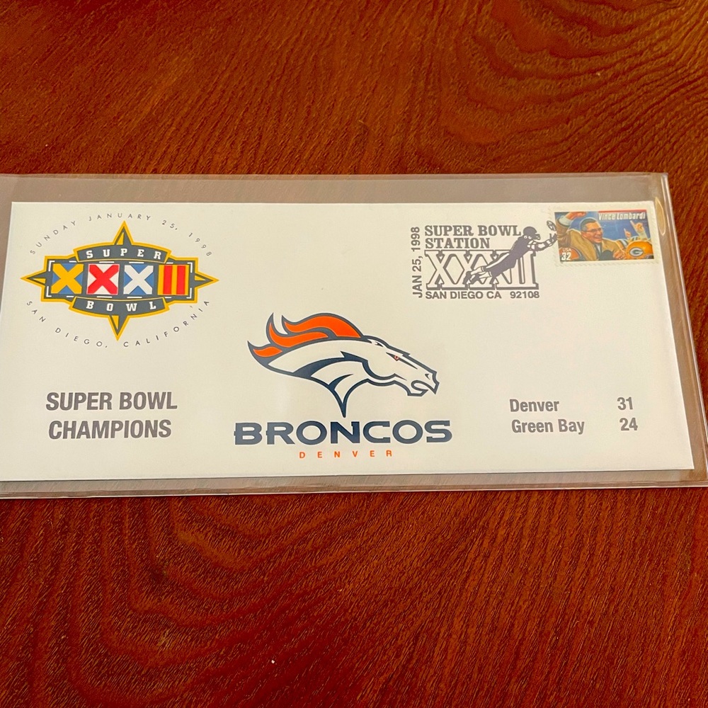 Super Bowl XXXII commemorative envelope from San Diego postal station in 1998